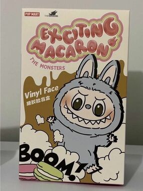 POP MART Exciting Macaron The Monsters Vinyl Face Figure - Pink/Gray
